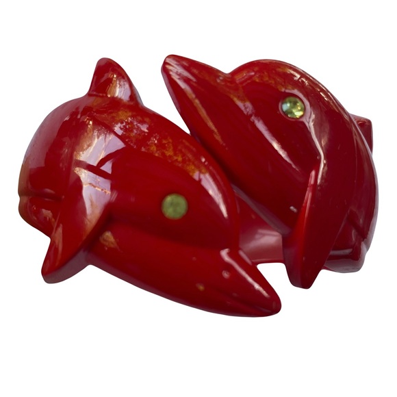 nicevsnaughty Jewelry - Dolphins red ocean hinged bracelet glossy beach